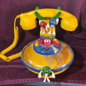 M&M's Yellow and Blue Vintage Push Button Phone.